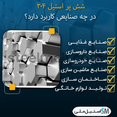 شش پر استیل ۳۰۴ چه کاربردهایی در صنایع دارد