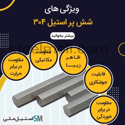 ویژگی های شش پر استیل ۳۰۴