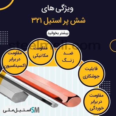 ویژگی های شش پر استیل ۳۲۱